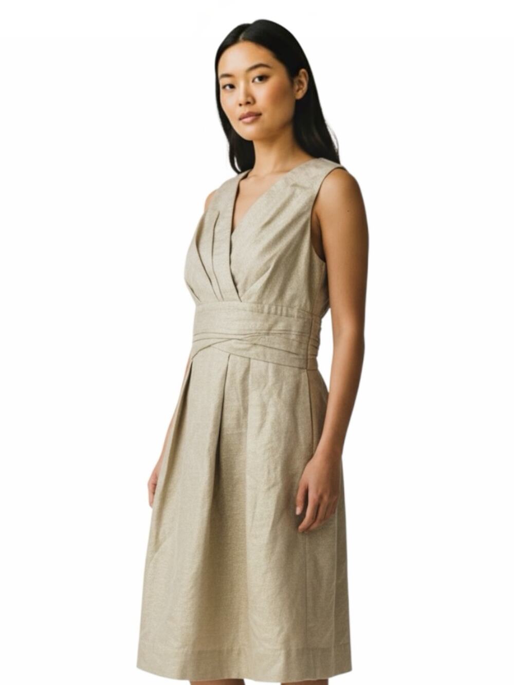Shoshanna Gold Shimmer Sheath Dress Sleeveless Back Zip Size 8